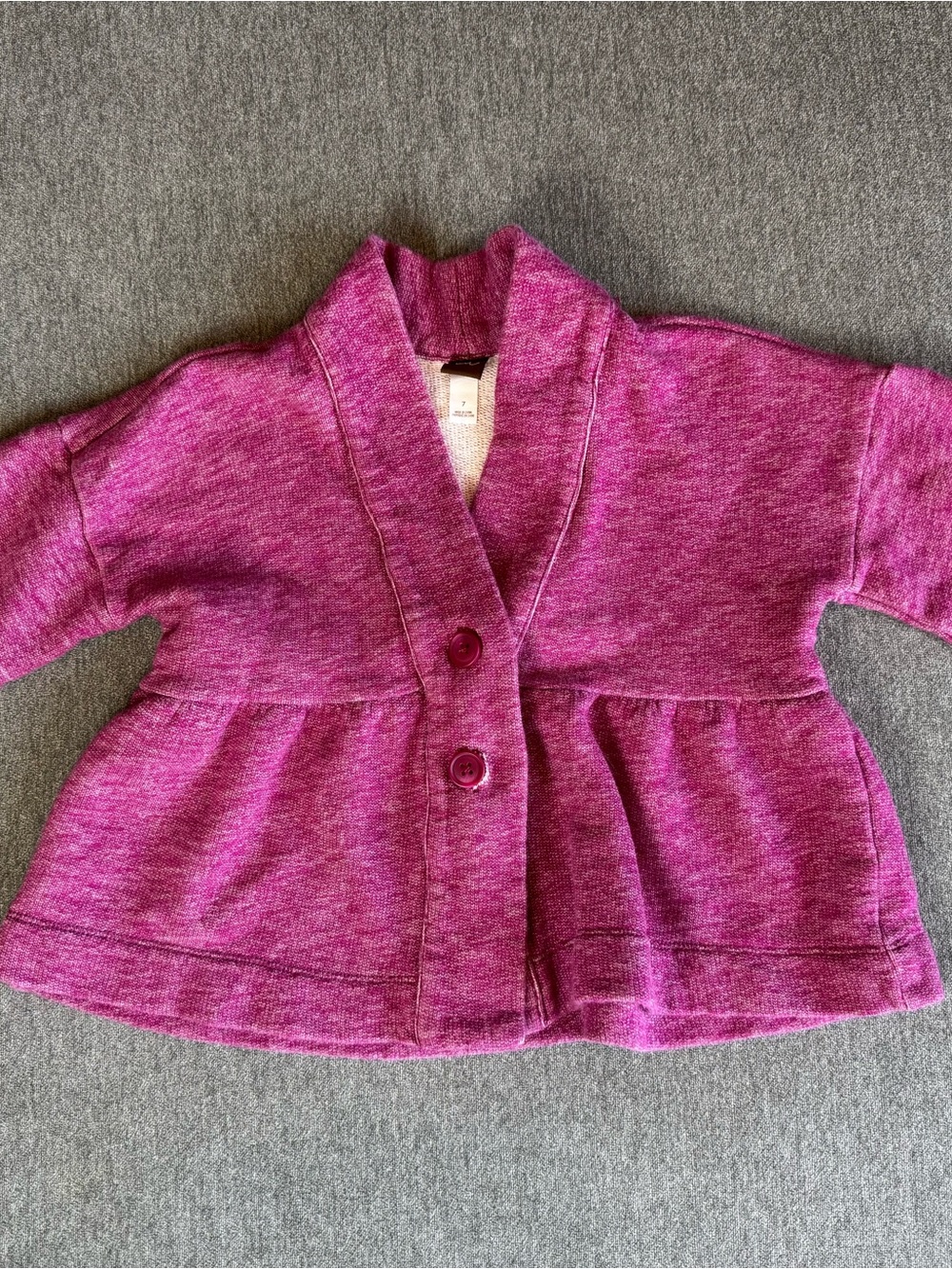 Tea Collection Girls' Knit Peplum Jacket in Magenta